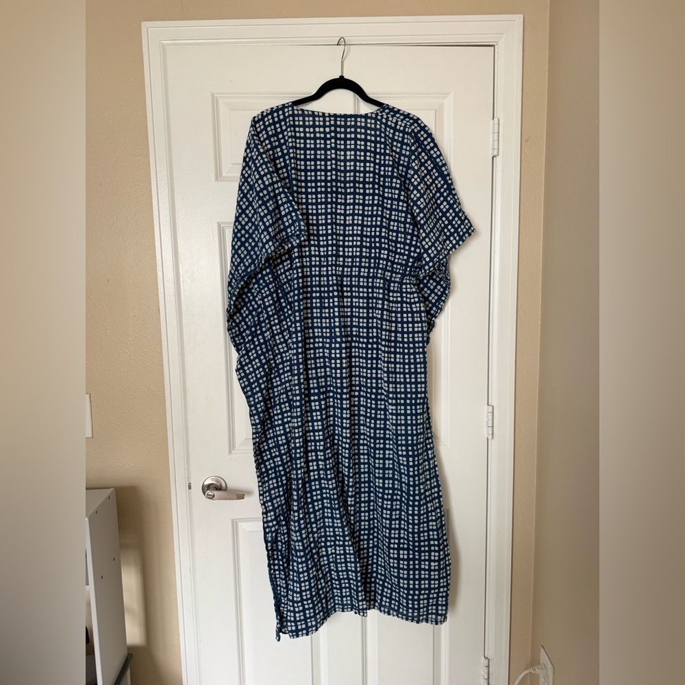 Pax Philomena Maxi Dress One Size Blue Floral Kaftan Lightweight Cotton — image 2 of 8
